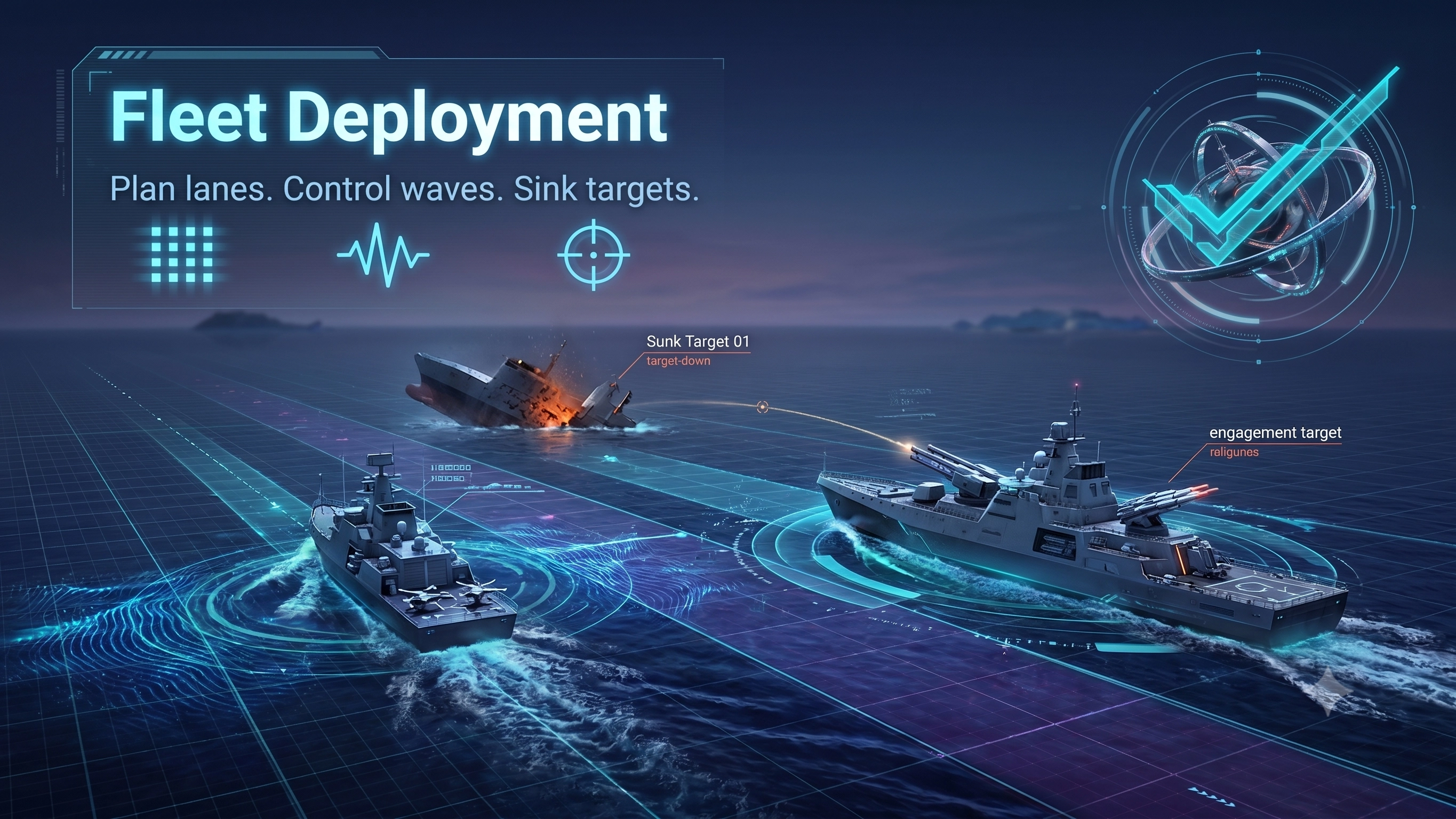 Battleship fleet command scene